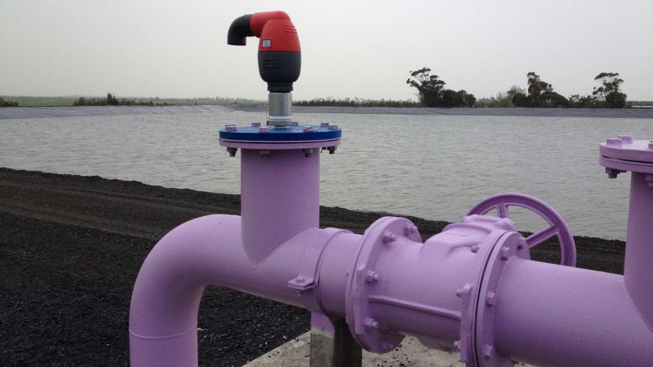 Koo Wee Rup C10 IP Bermad air valve next to a body of water