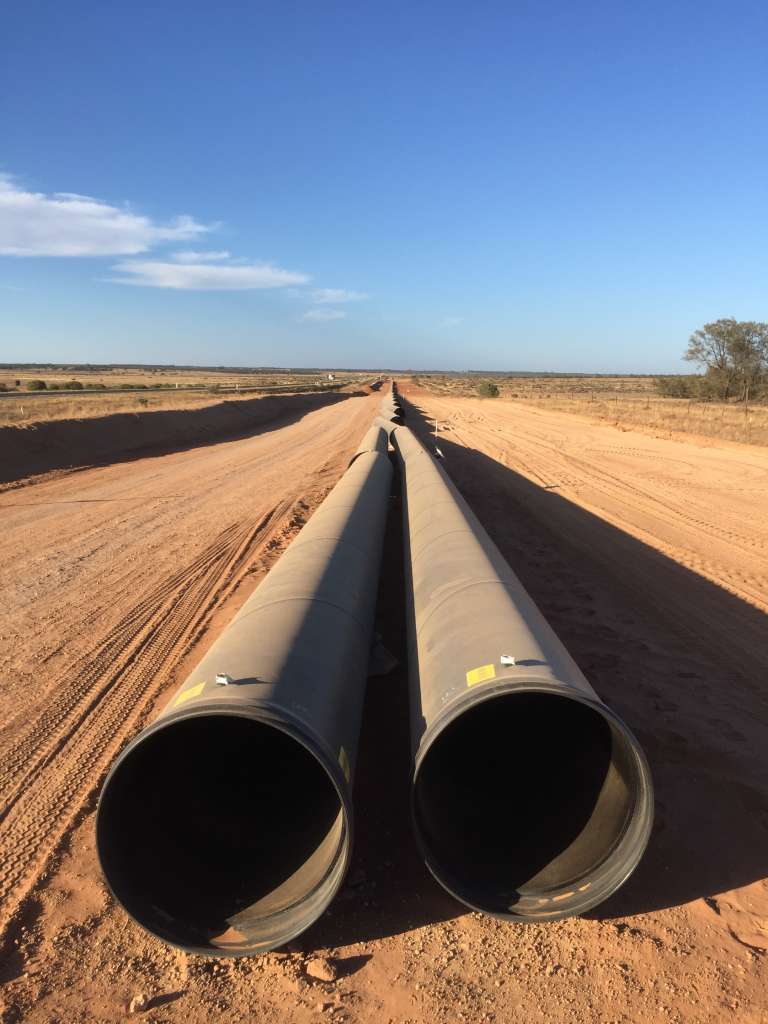 20,827 pipes delivered and lined up ready to be connected and implemented into the ground. 