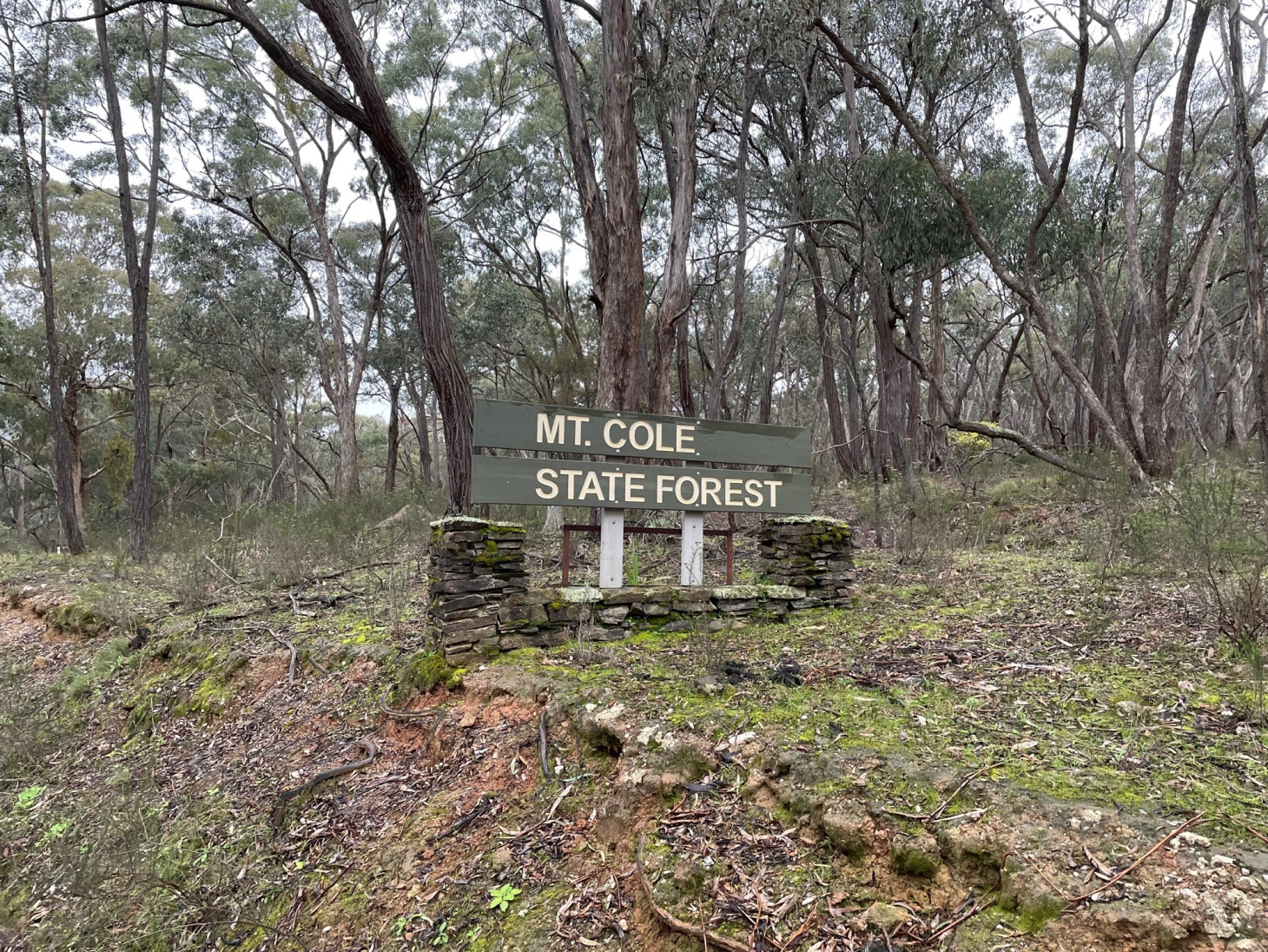 Mount Cole State Forest sign in Western Victoria, Australia